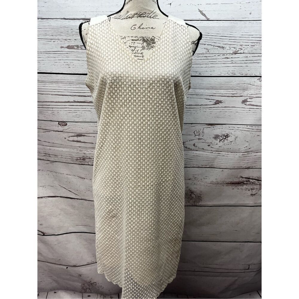 Philosophy Republic Clothing Cream Geometric Eyelet‎ V-Neck Dress Size 8 NWT